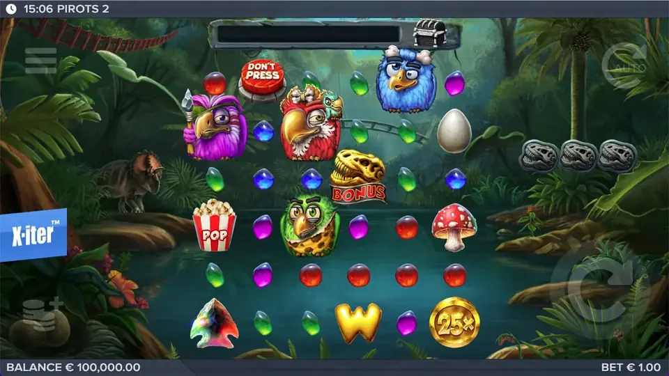 Pirots 2 start screen in demo mode