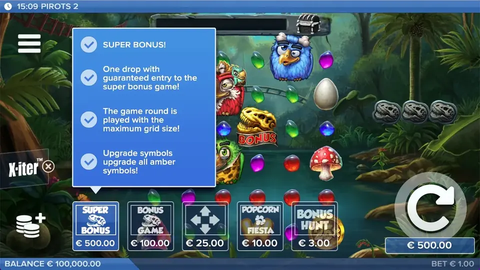 Pirots 2 X-iter purchase mode with all price levels