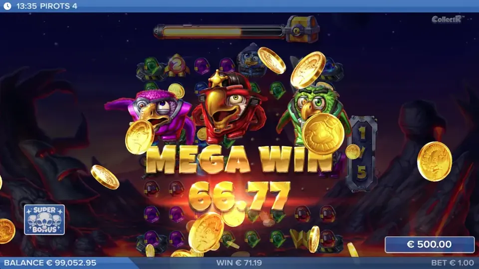 Pirots 4 Mega Win screen in Inferno